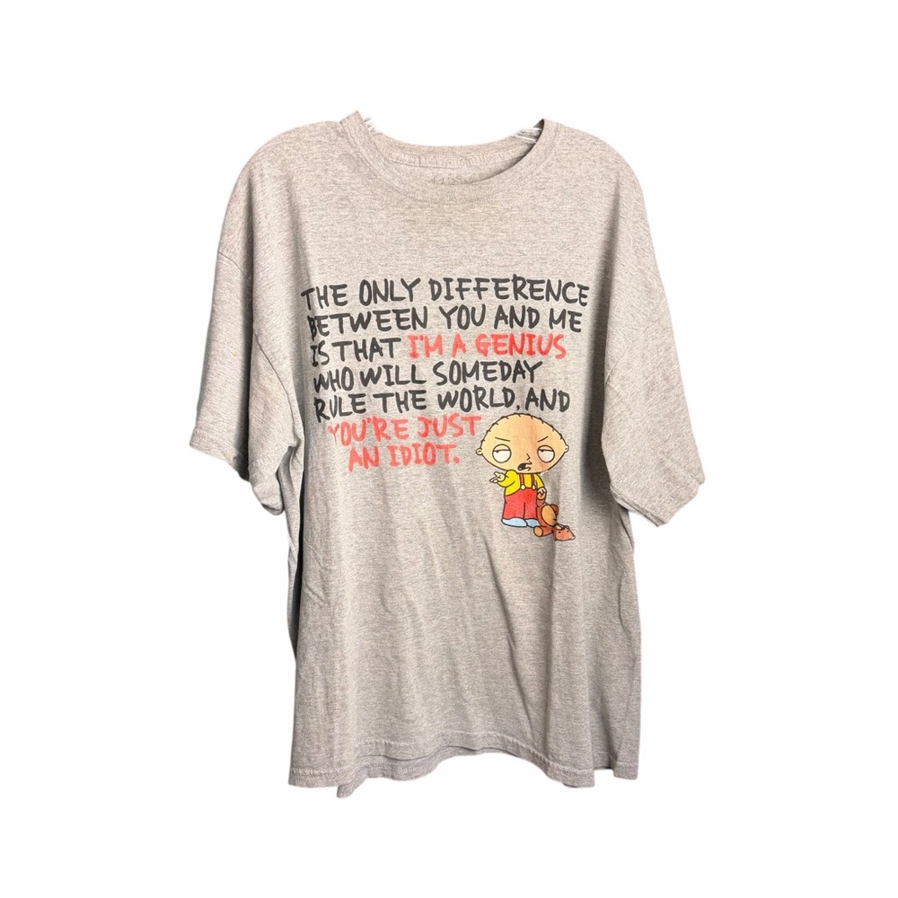 Y2K Family Guy Stewie Griffin Graphic T Shirt XL Mens Genius Idiot Insult